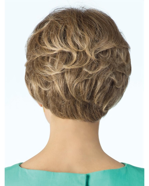 Pretty Amazing Smart Short Layered Cut 100% Hand-tied Curly Blonde Short Human Hair Wigs