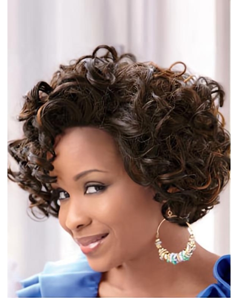 Women Short Curly Hairstyles Natural Looking Synthetic Hair Wigs Rose 