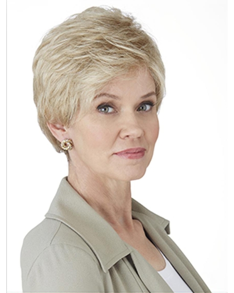 Fashionable Hot Hairstyle Great Short Curly 4" Grey Lace Front Wigs For Older Women