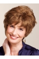 Tempting Auburn Curly Short Classic Human Hair Wigs For Older Women