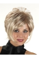 Blonde Short Layered Straight Synthetic with Bangs Capless Wigs With Bangs