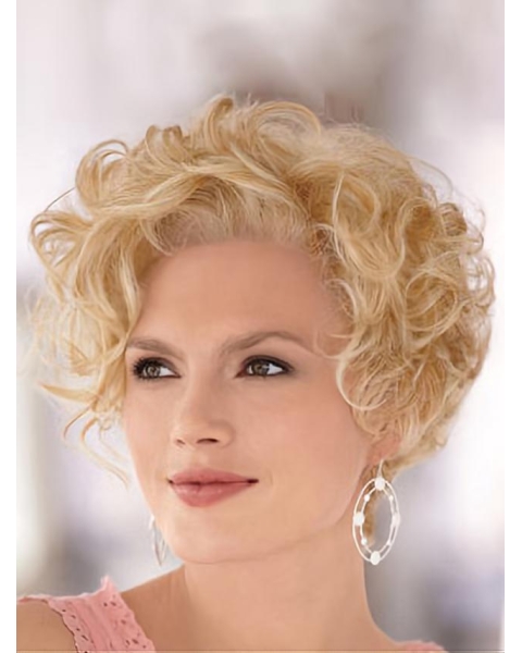 Blonde Short Curly Online Heat Friendly Synthetic Wigs For Older Women