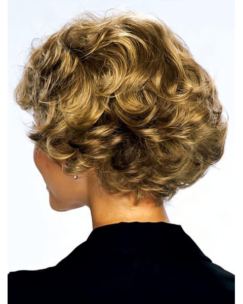 Comfortable Blonde Curly Short Classic Lace Front Wigs For Older Women