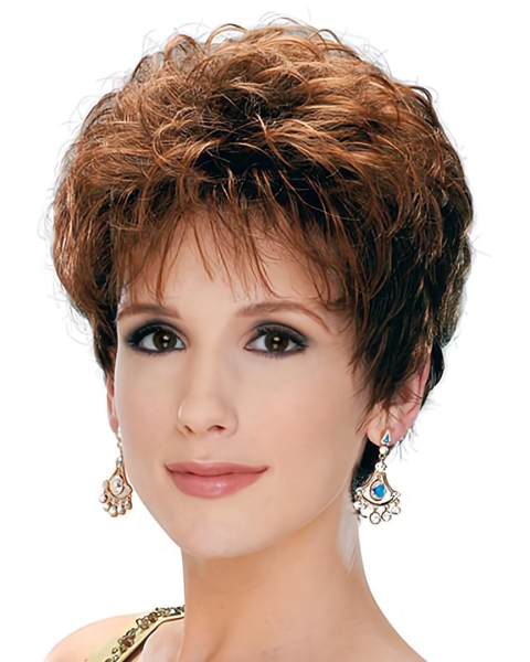 Women's Short Hairstyles for Fine Hair Pixie Cut Side Part curly Synthetic Hair Wigs