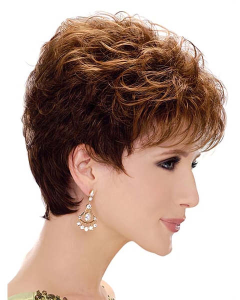 Women's Short Hairstyles for Fine Hair Pixie Cut Side Part curly Synthetic Hair Wigs