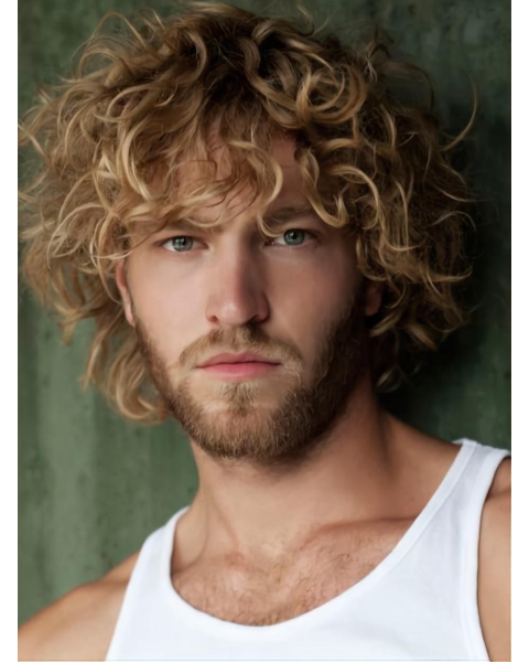 Affordable Short Curly Cut Human Hair Full Lace Men's Wig