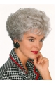 Sexy Women's Side Part Short Bob Curly Hairstyles Grey Lady Classic Short Capless Wigs 