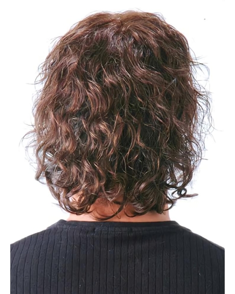 Natural Looking Monofilament Curly Remy Human Hair Polite Men Toupees