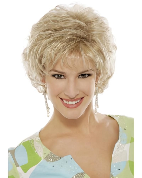 Custom Gorgeous Blonde Curly Short Heat Friendly Synthetic Capless Wigs