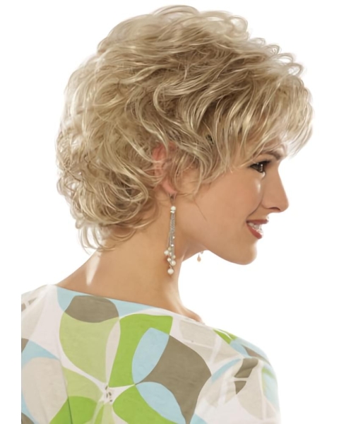 Custom Gorgeous Blonde Curly Short Heat Friendly Synthetic Capless Wigs