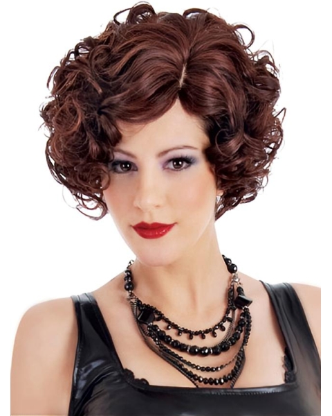 New Designed Auburn Curly Short Classic Synthetic Capless Wigs For Women