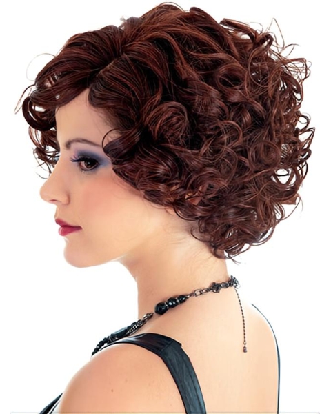 New Designed Auburn Curly Short Classic Synthetic Capless Wigs For Women