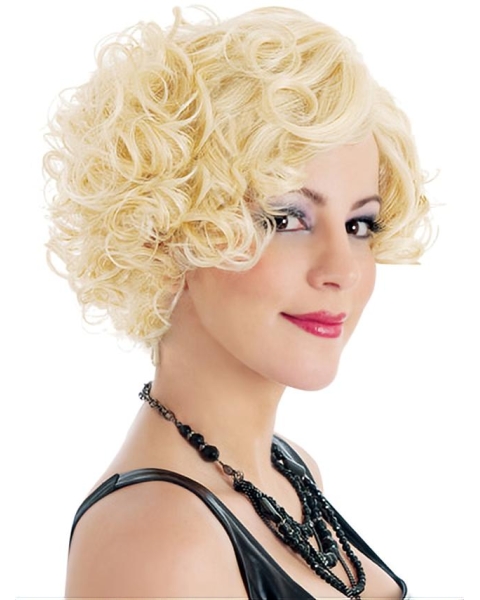 New Designed Auburn Curly Short Classic Synthetic Capless Wigs For Women