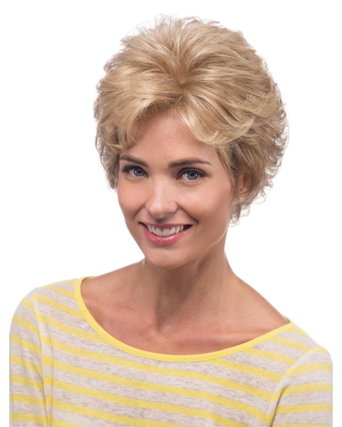 Lovely Short Blonde Lace Front Classic Curly Synthetic Wigs For Women