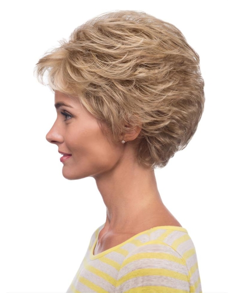 Lovely Short Blonde Lace Front Classic Curly Synthetic Wigs For Women