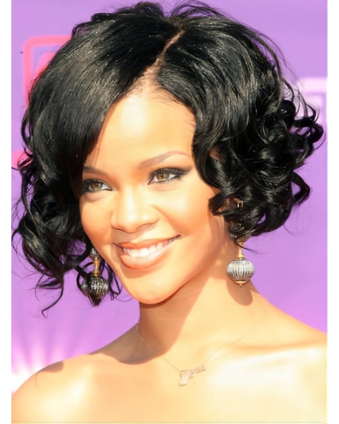 Rihanna Glowing and Flattering Short Twisty Curly Lace Front Human Hair Wigs For Women