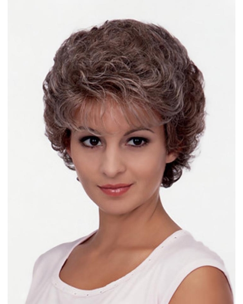 Fascinating Fluffy Short Curly Brown Classic Heat Friendly Synthetic Wigs