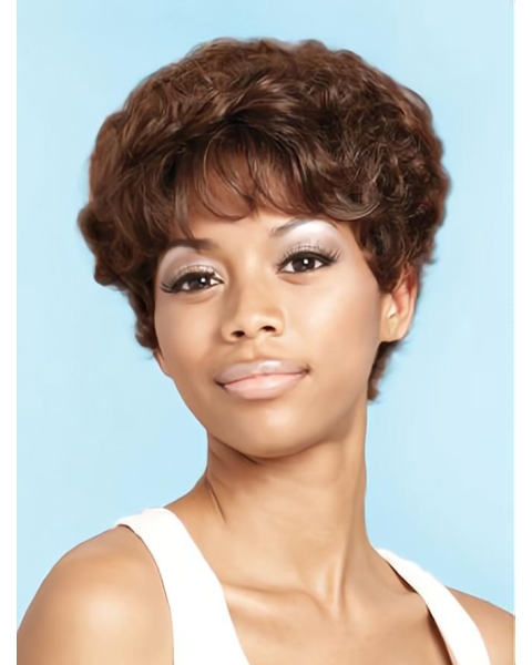 Perfect Brown Curly Short African American Capless Wigs For Black Women