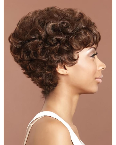 Perfect Brown Curly Short African American Capless Wigs For Black Women