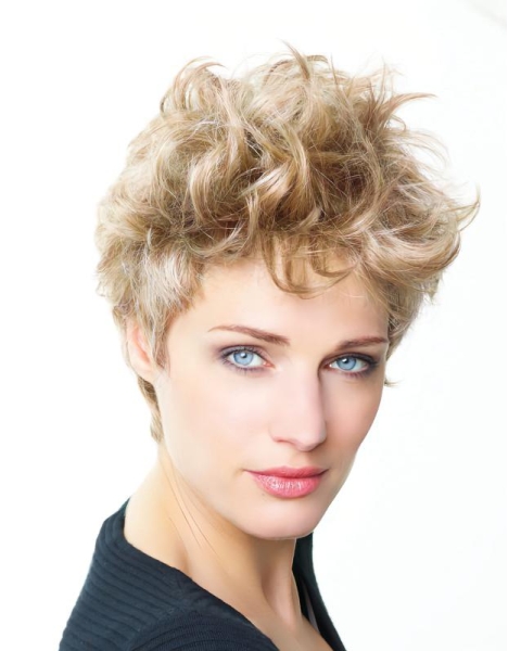 Perfect Blonde Short Curly Boycuts Popular Lace Front Synthetic Wigs