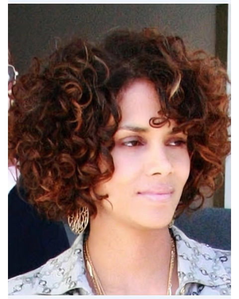 Halle Berry Voluminous and Vivacious Short Curly Lace Front Human Hair wigs For Women