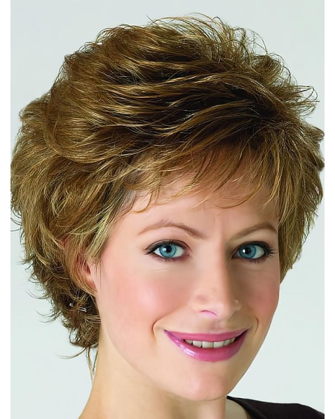 Blonde Curly Short Classic Heat Friendly Synthetic Lace Front Wig For Older Women