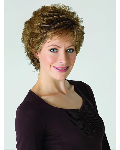 Blonde Curly Short Classic Heat Friendly Synthetic Lace Front Wig For Older Women