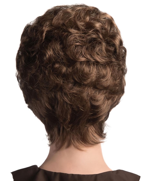 Top Quality Brown Curly Short Classic Heat Friendly Synthetic Wigs