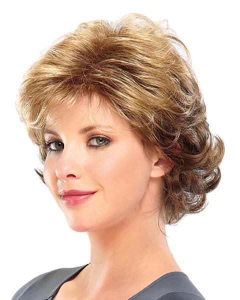 Discount Blonde Curly Short Classic Heat Friendly Synthetic Wigs