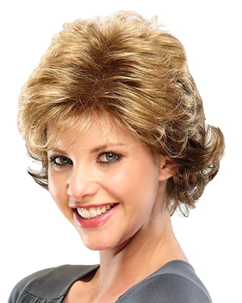 Discount Blonde Curly Short Classic Heat Friendly Synthetic Wigs