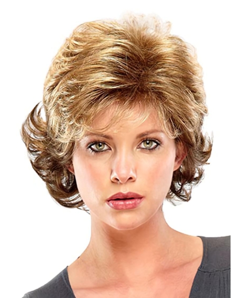 Discount Blonde Curly Short Classic Heat Friendly Synthetic Wigs