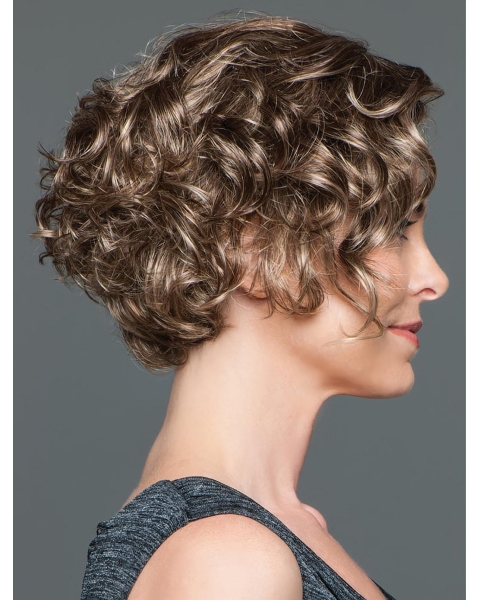 \Women Short Curly Hairstyles Natural Looking Synthetic Hair Wigs Rose 120% Density Lace Front  Wigs 8Inch