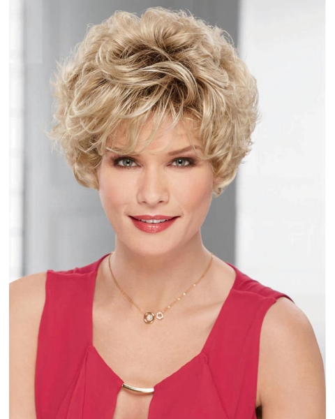 Fashional Short Curly Blonde Layered Beautiful Syntheric Wigs