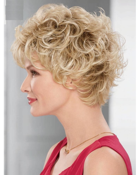 Fashional Short Curly Blonde Layered Beautiful Syntheric Wigs