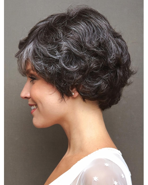 Amazing Short Curly White Exquisite Classic Synthetic Wigs For Old Women