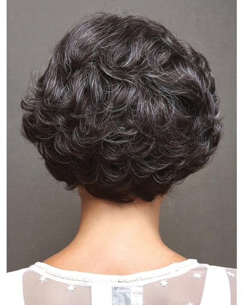 Amazing Short Curly White Exquisite Classic Synthetic Wigs For Old Women