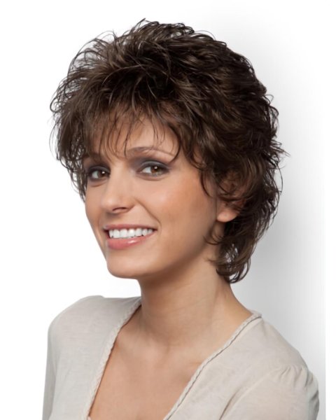 Comfortable Short Curly Brown Classic Fabulous Lace Front Synthetic Wigs 12inch