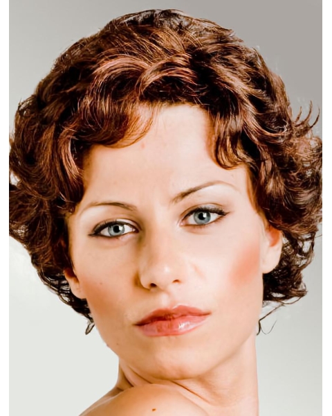 Short Curly Hairstyle Women's Natural Looking Abrun Curly Synthetic Hair Capless Wigs 10Inch