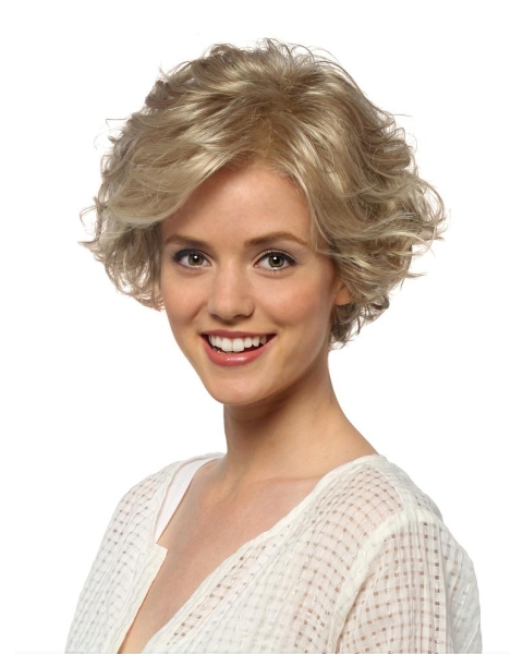 High Quality Curly Blonde Color Layered Popular Lace Front Synthetic Wigs For Women