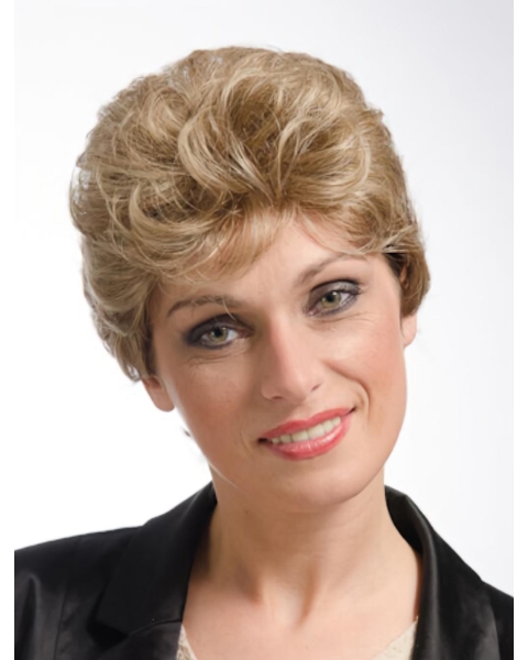 Good Short Curly Blonde Classic Synthetic Capless Wigs For Older Women