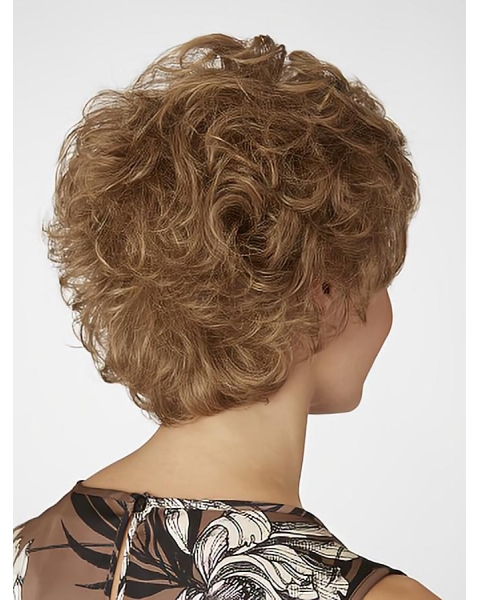 Amazing Short Curly Blonde Layered Beautiful Synthetic Lace Front Wigs For Older Women