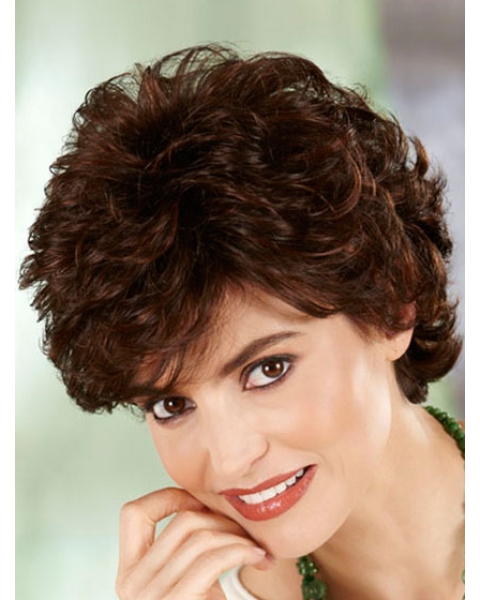 Preferential Natural Looking Auburn Curly Short Classic Heat Friendly Synthetic Wig