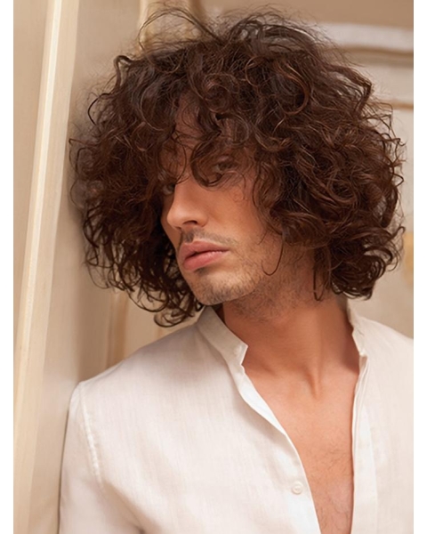 Best Auburn Curly Short Human Hair Wigs For Men