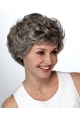 Latest Trend Short Hairstyle Unique Natural Curly Synthetic Hair Grey Lace Front Wig