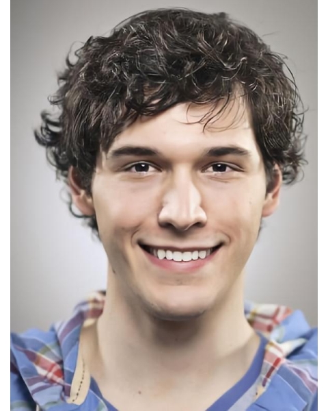 Sassy Natural Looking Black Curly Short Synthetic Wigs For Men