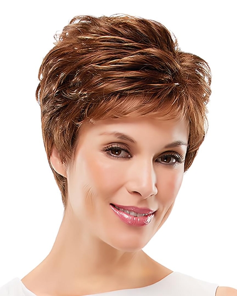 New Arrival Charming Polite Auburn Curly Short Synthetic Capless Wigs