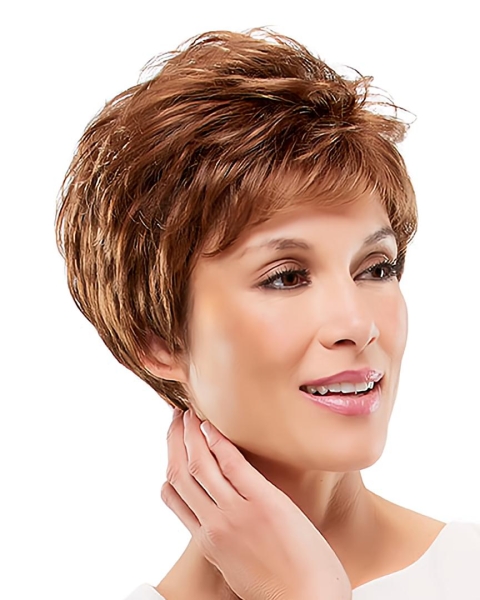 New Arrival Charming Polite Auburn Curly Short Synthetic Capless Wigs