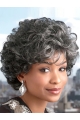 Ideal Curly Short Heat Friendly Synthetic Grey Wigs For Older Women