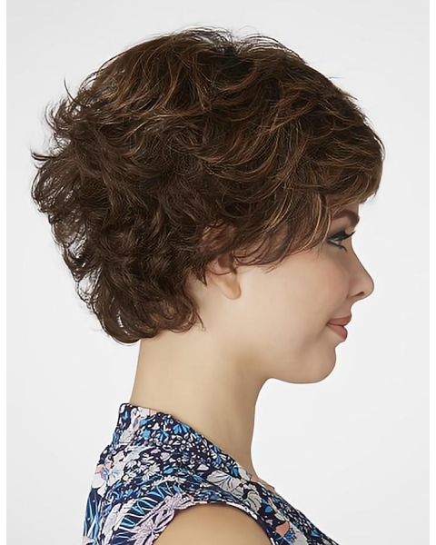 Amazing Brown Curly Short Synthetic Wigs