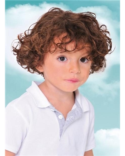 Pleasing Auburn Curly Short Kids Wigs